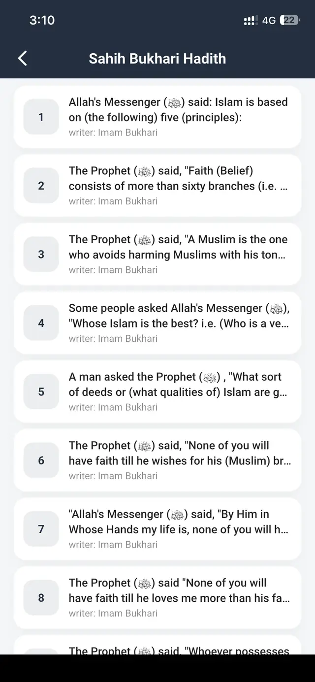 Eemaan App Hadith collection from Prophet Muhammad PBUH with authentic narrations