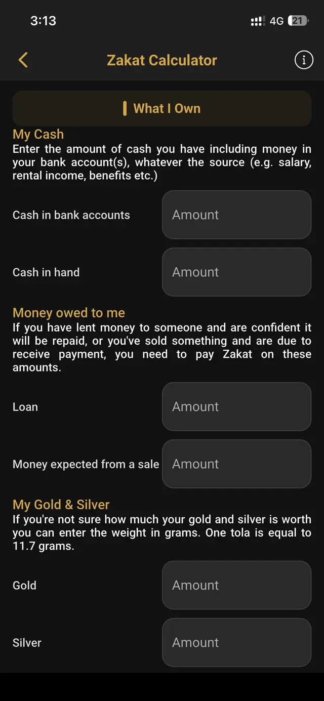 Zakat calculator for Islamic charity calculation